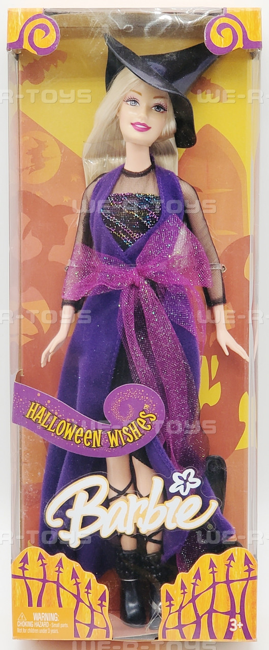 Barbie Halloween Wishes Doll Purple Witch 2005 Mattel G8539 NRFB