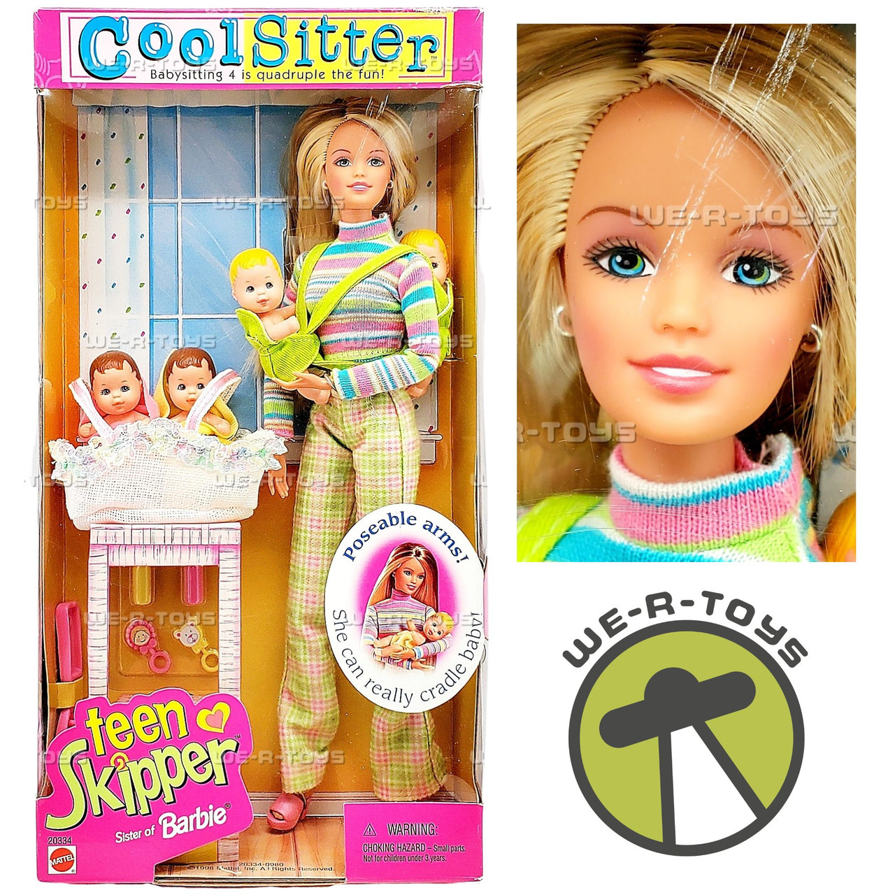 Cool Sitter Teen Skipper Barbie Doll with Babies Quadruplets 1998