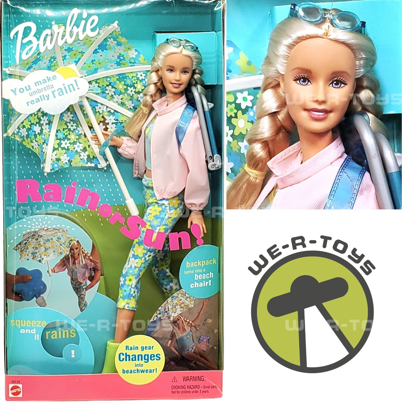 Barbie Rain or Sun Doll with Rain Gear and Beach Wear 2000 Mattel No. 29179