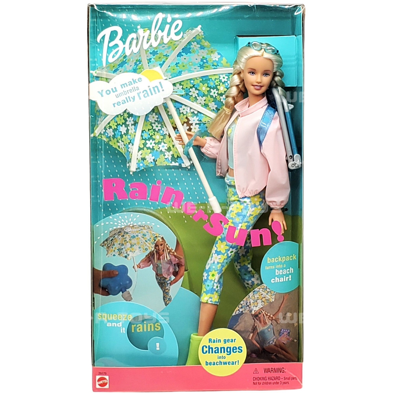 Barbie Rain or Sun Doll with Rain Gear and Beach Wear 2000 Mattel No. 29179