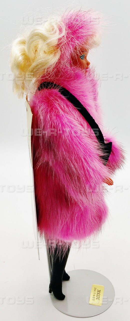 Barbie Doll In Lara's Pink Dyed Genuine Mink Fur Coat Lazarus