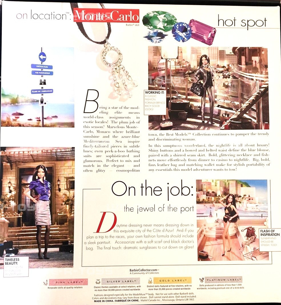 Best Models On Location: Monte-Carlo Pink Label Barbie Doll 2006