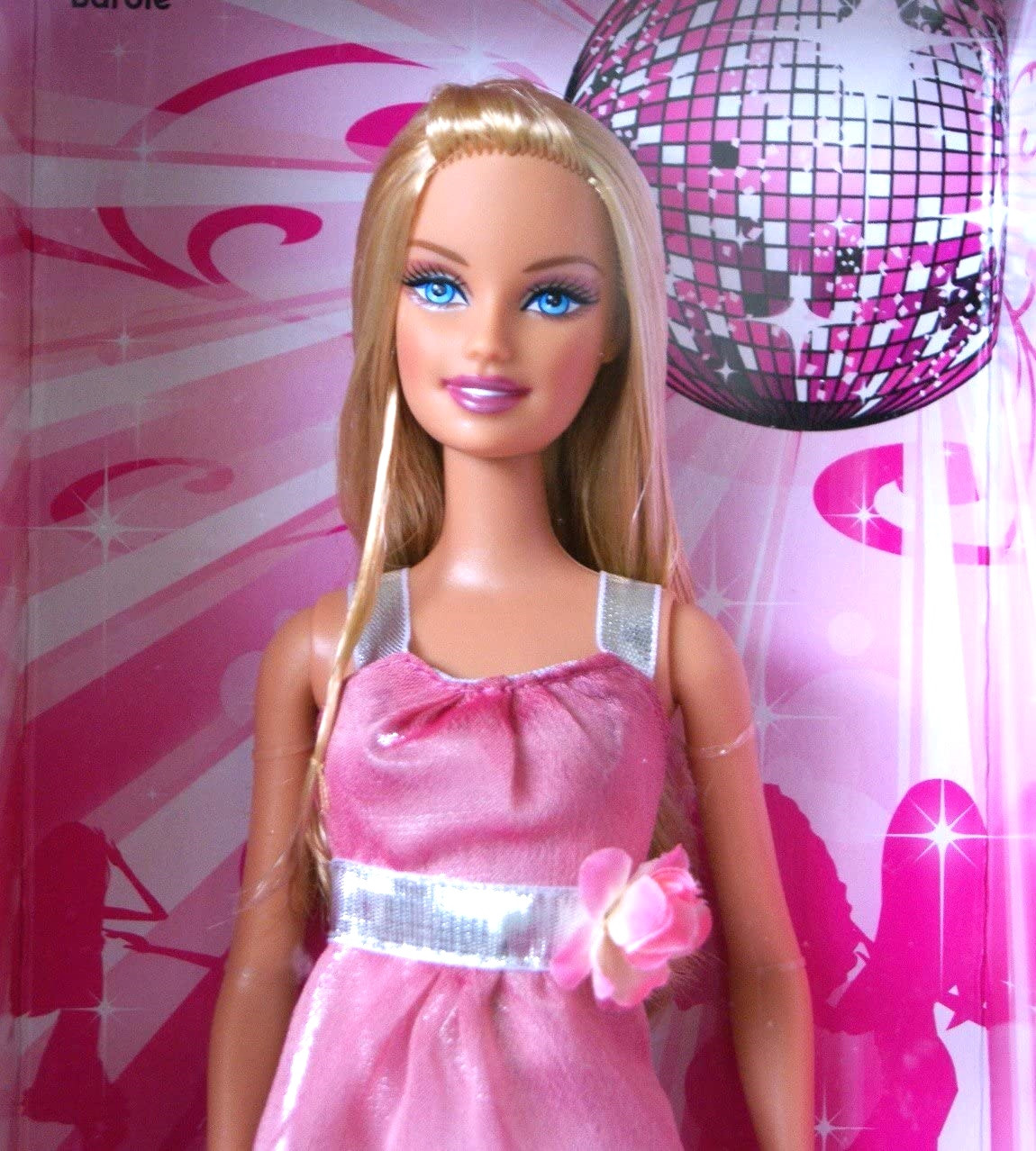 Barbie Fashion Fever Disco Ball Barbie in Pink Mini Dress 2008 Mattel R8089 Barbie Fashion Fever Disco Ball Barbie in Pink Mini Dress 2008 Mattel R8089