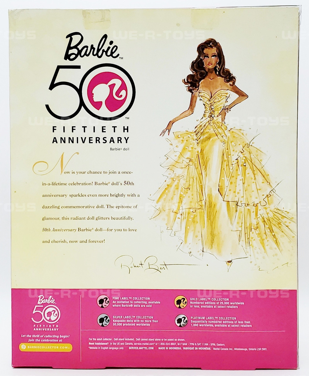 Barbie 50th Anniversary Doll African American Gold Dress 2008
