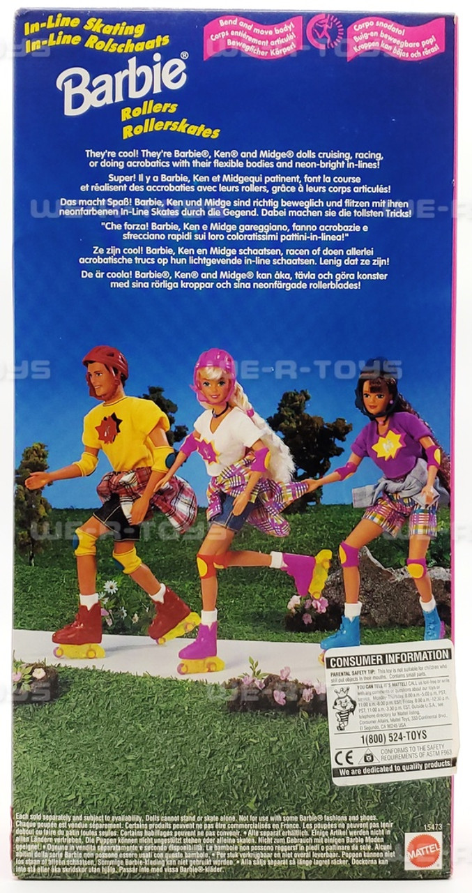 In-Line Skating Barbie Doll with Rollerskates 1995 Mattel 15473