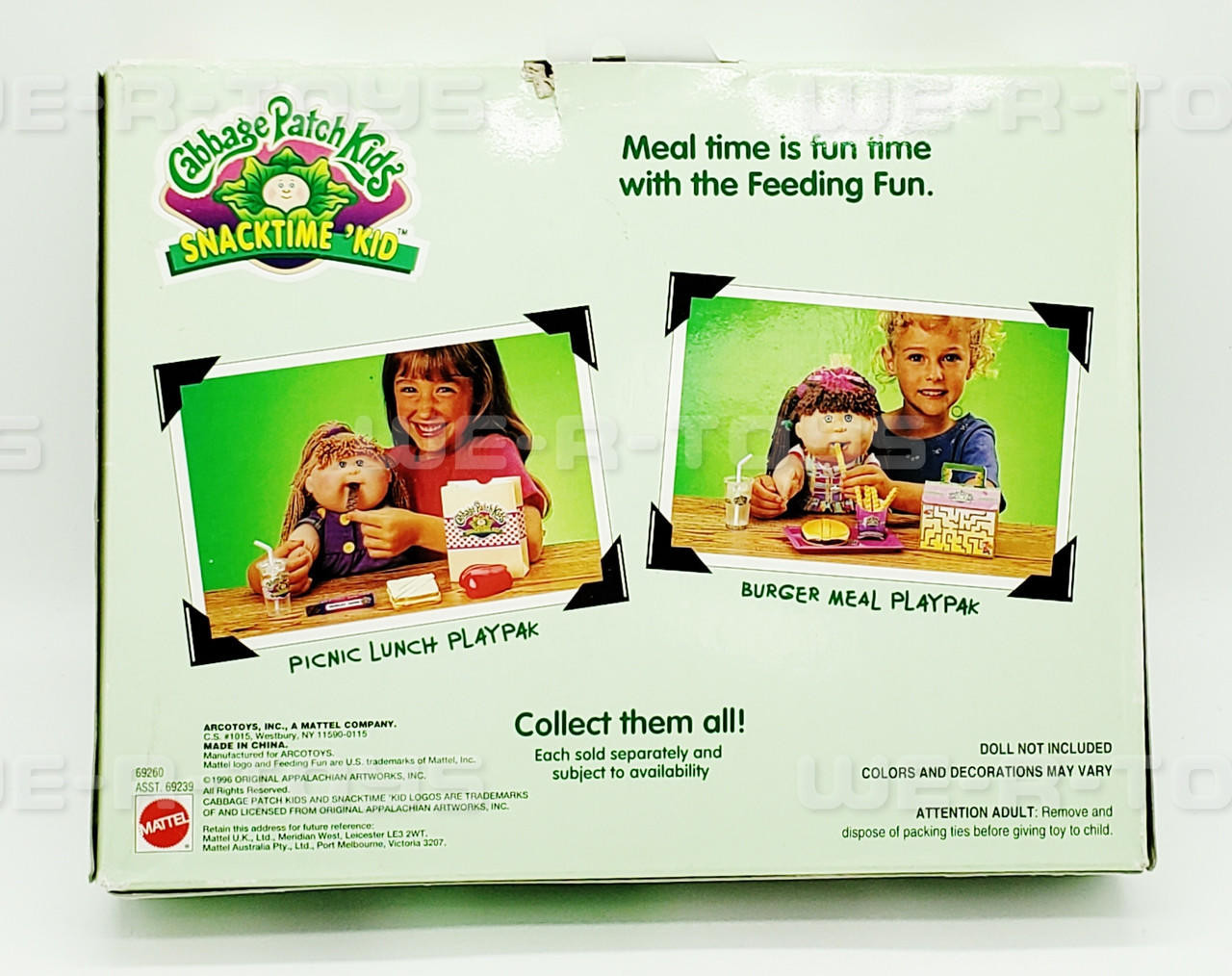 Cabbage Patch Kids Feeding Fun Playpak Burger Meal Playset Mattel 1996 NEW