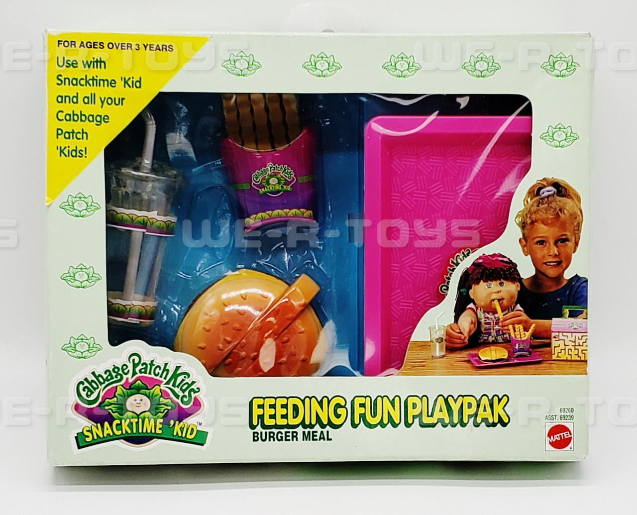 Cabbage Patch Kids Feeding Fun Playpak Burger Meal Playset Mattel 1996 NEW