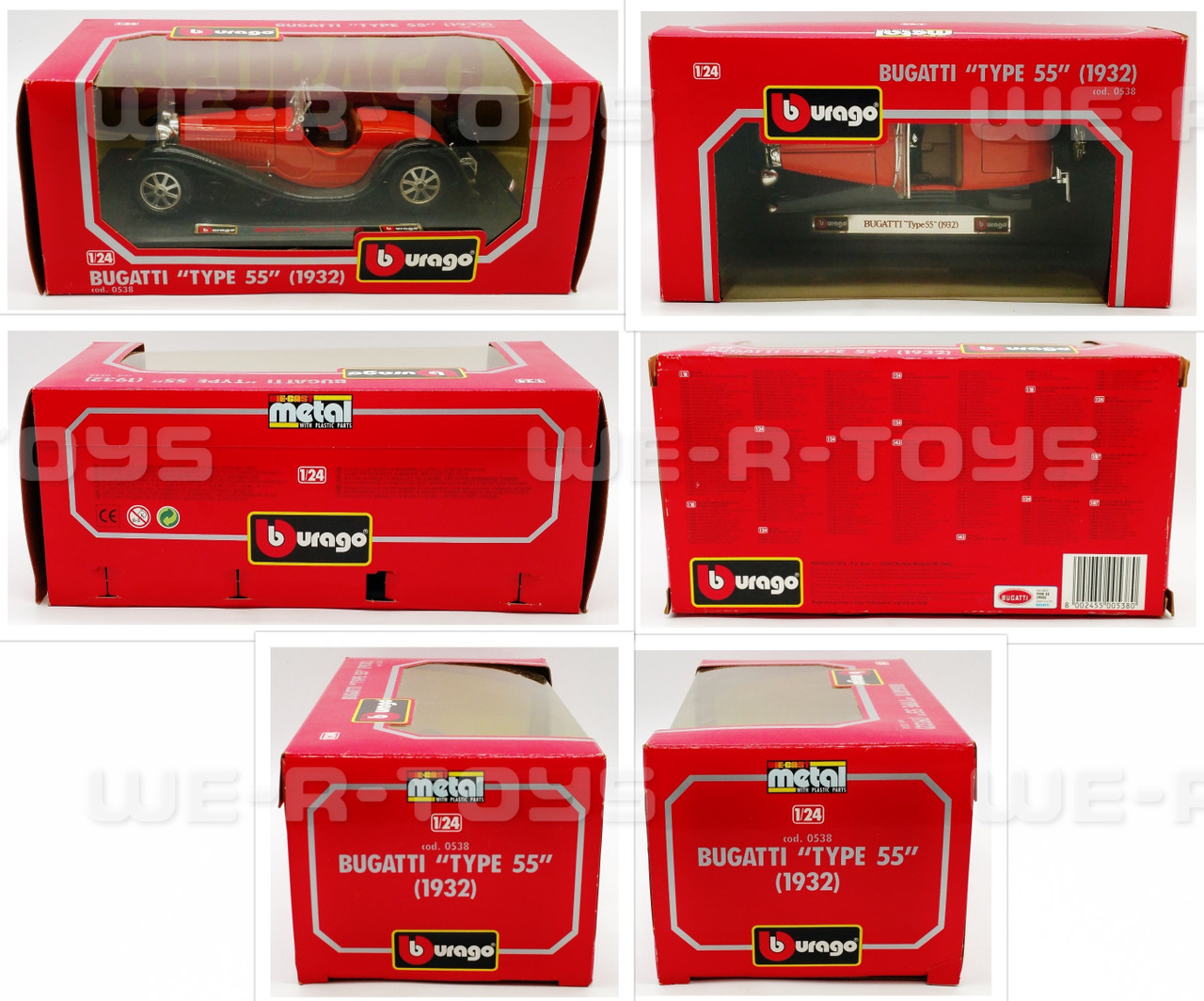 Burago Lot of 2 Die Cast Metal Bugatti Type 55 & Atlantic 1/24