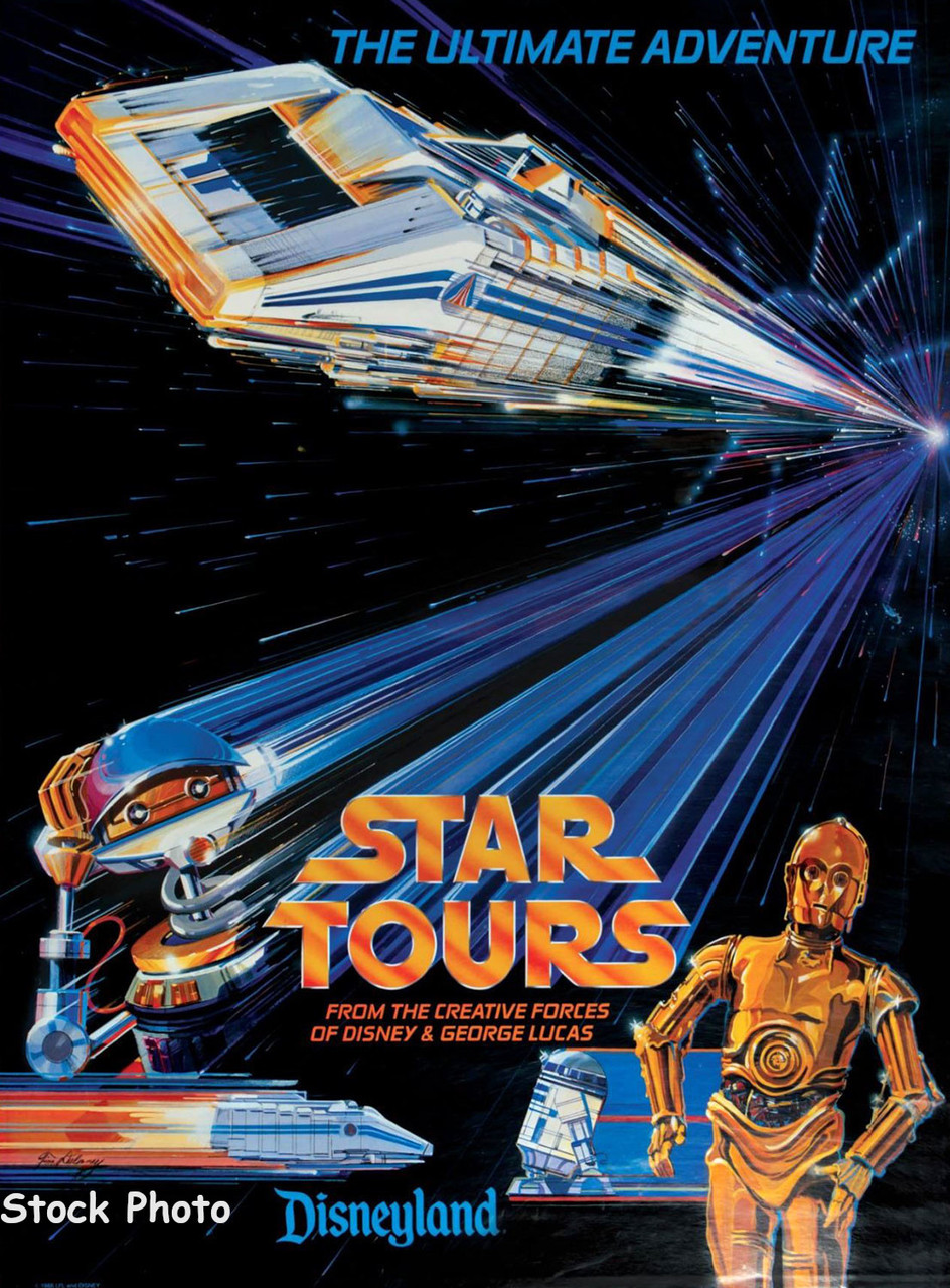 Star Wars Vintage 1986 Disneyland Star Tours Attraction Poster