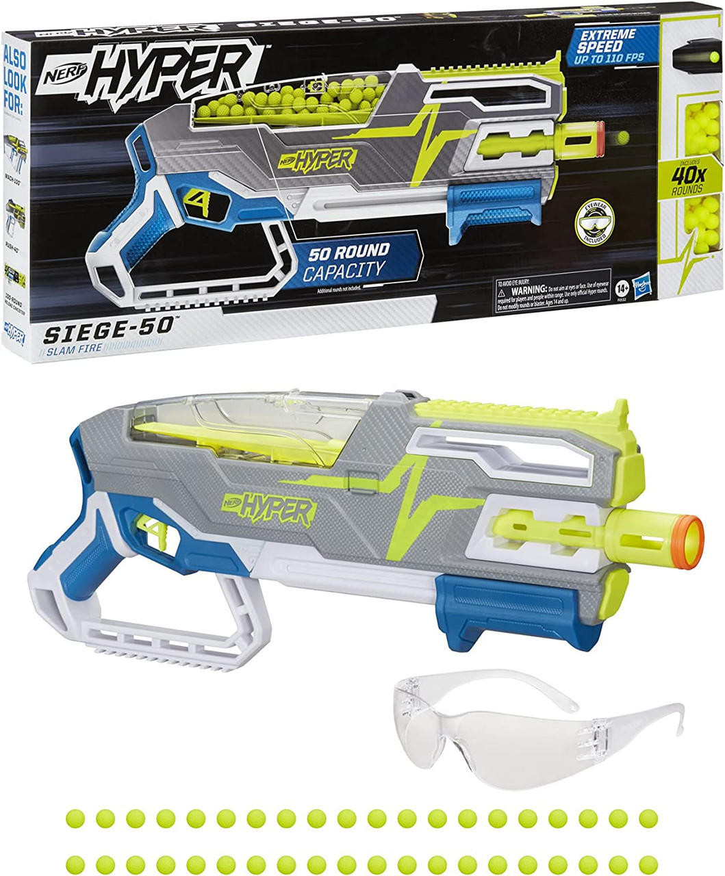 NERF Hyper Siege-50 Pump-Action Blaster - We-R-Toys