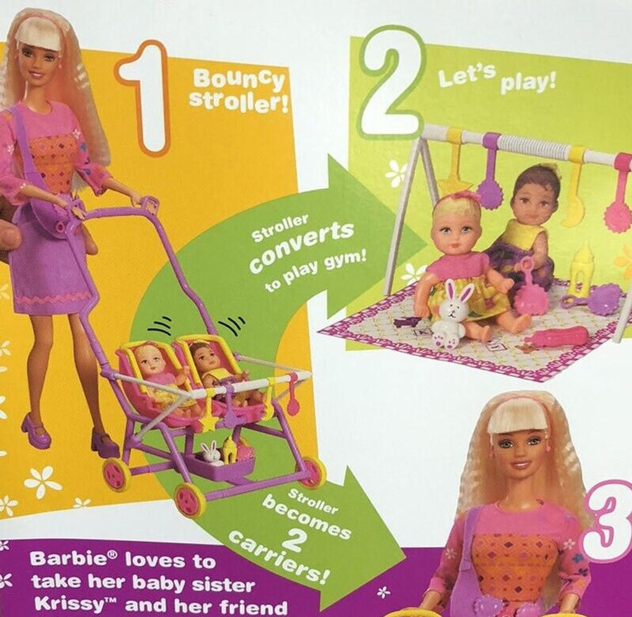 Barbie & Krissy Stroll 'n Play! 3-in-1 Fun Doll Set 2001 Mattel 50964