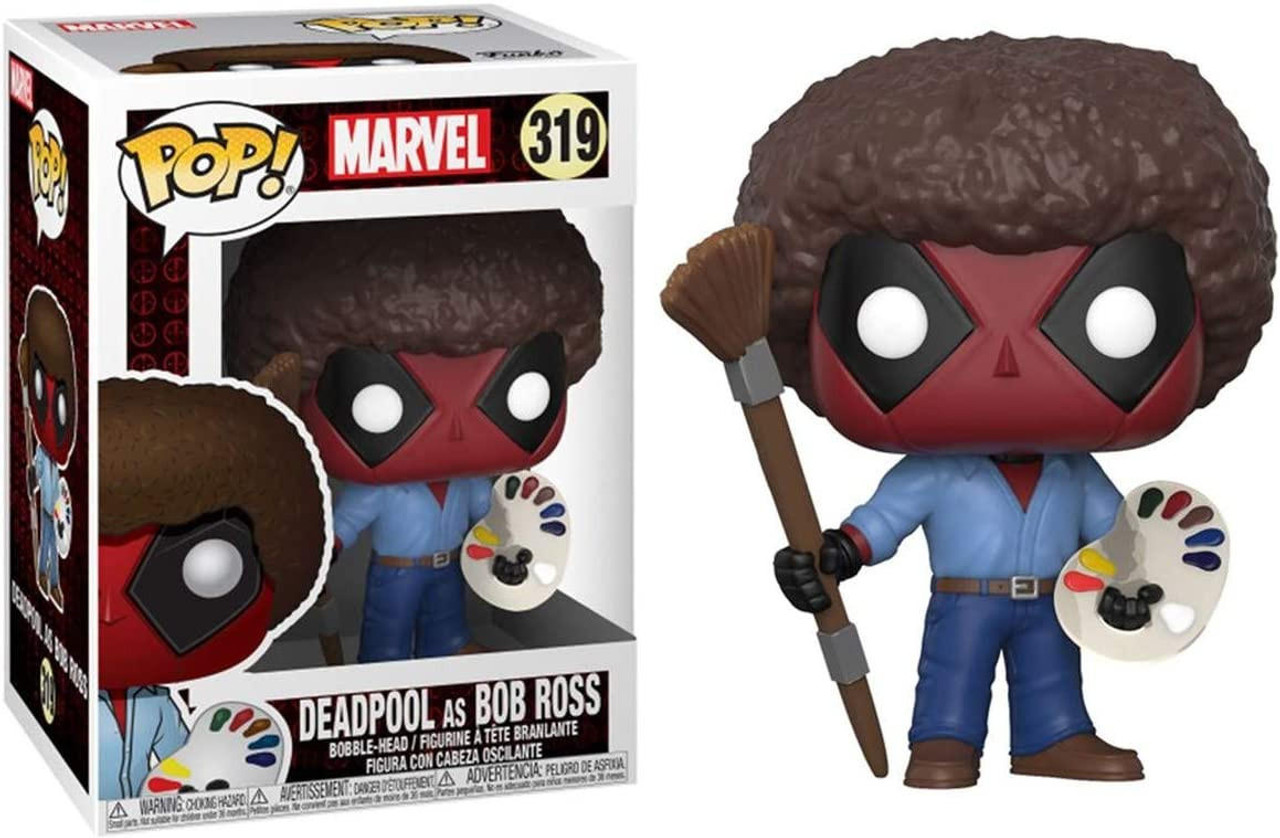 Funko Pop! Marvel 319 Deadpool as Bob Ross Bobble-Head Vinyl Figure 2018