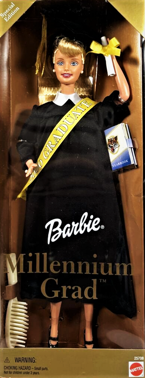 Millennium Grad Barbie Doll Black Cap Gown Special Edition 2000 Mattel 25708