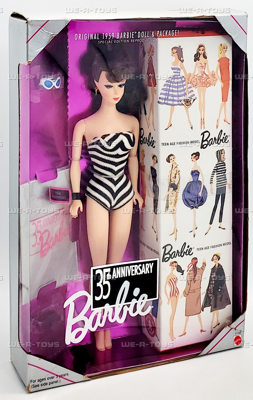 35th Anniversary 1959 Reproduction Brunette Barbie Doll 1993