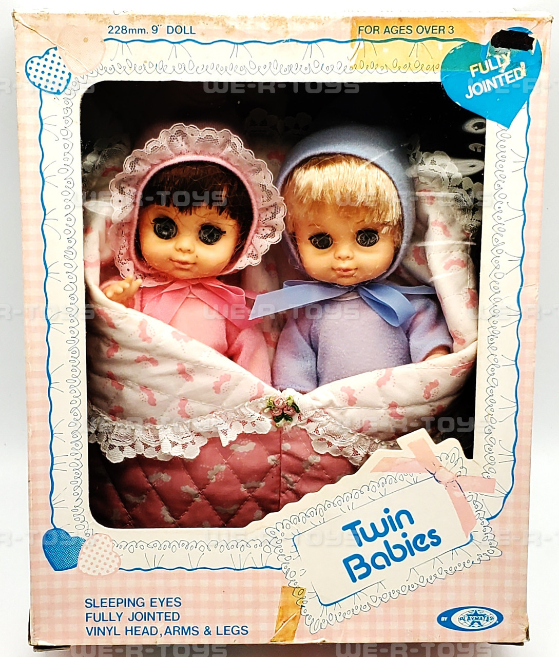 Twin Babies by Playmates Vintage 1979 Dolls with Sleepy Eyes Fully