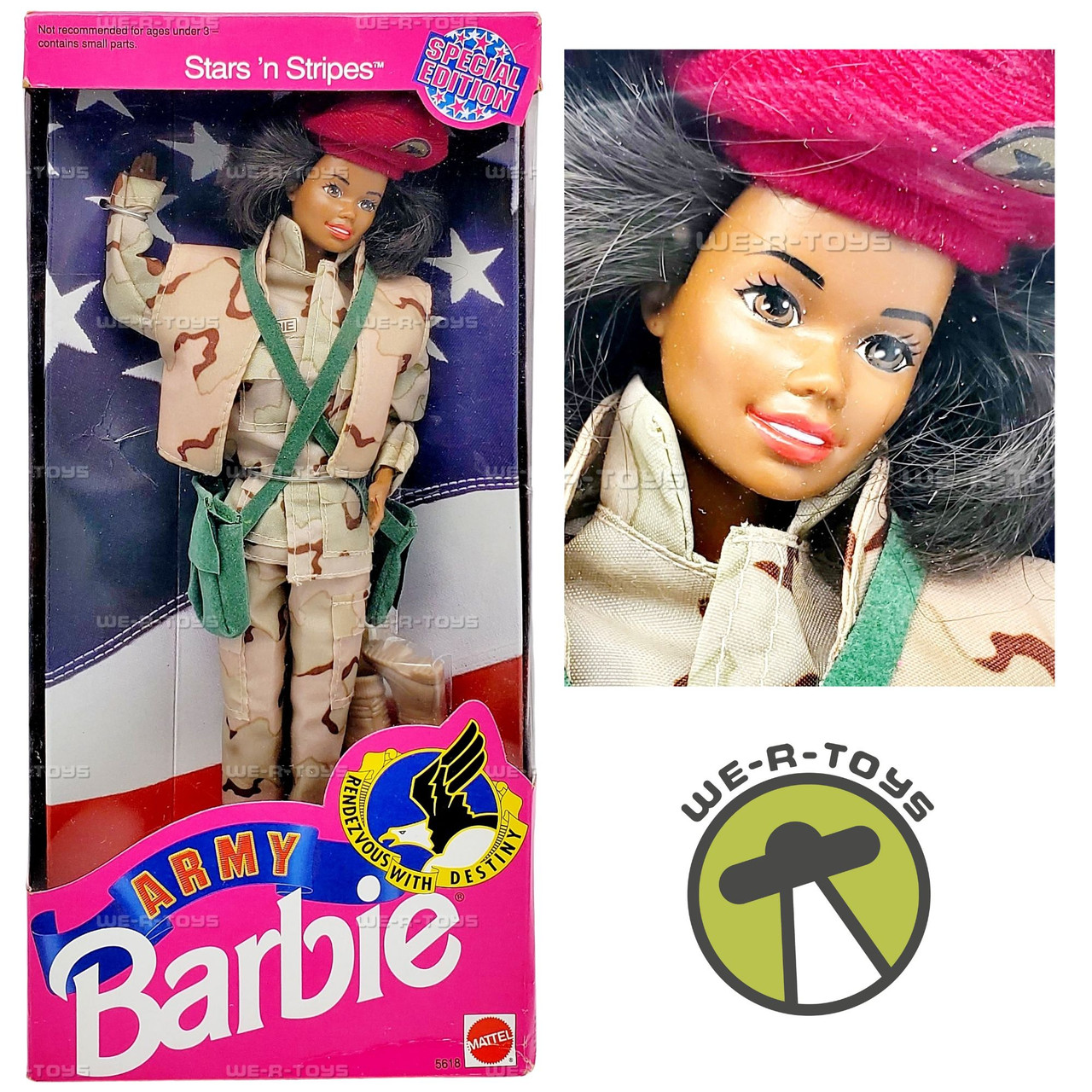 Stars 'n Stripes Army African American Barbie Doll 1992 Mattel