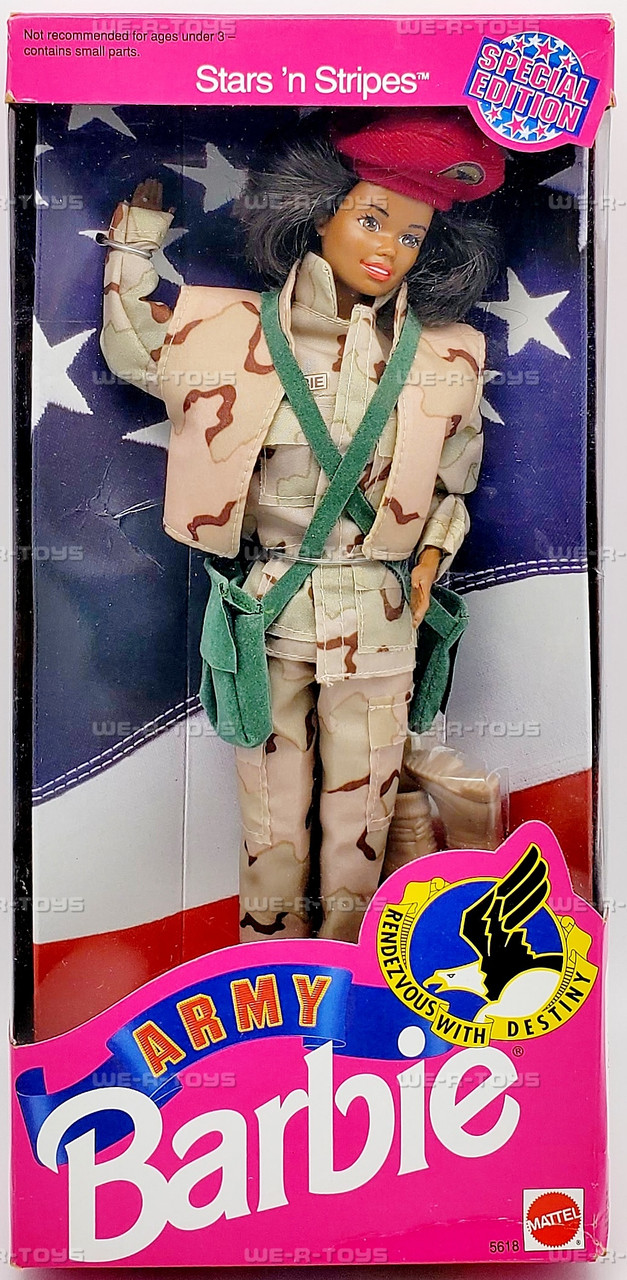 Stars 'n Stripes Army African American Barbie Doll 1992 Mattel
