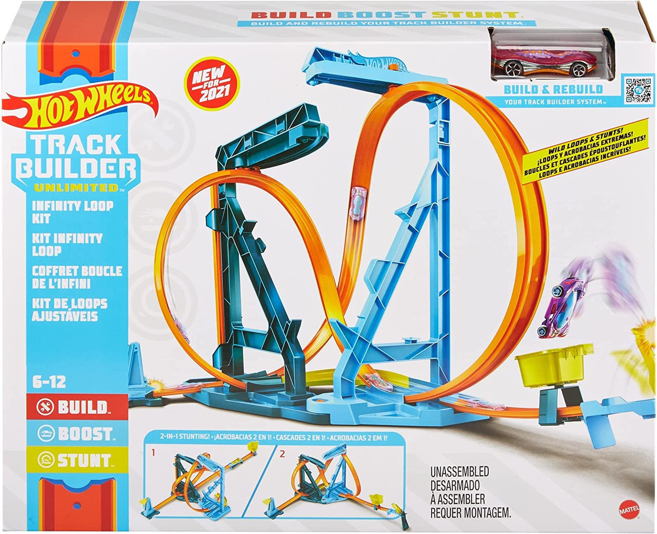 Hot Wheels Toy Car Track Set Loop Stunt Champion, Dual-Track Loop with  Dual-Launcher, Includes 1:64 Scale Toy Car