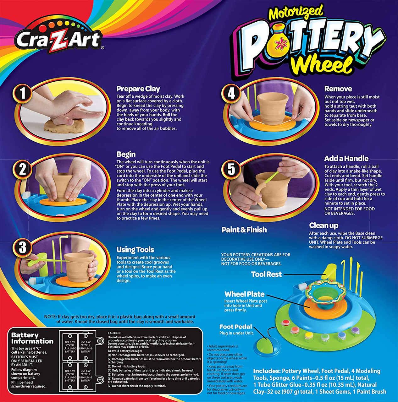 Cra-Z-Art Children's Motorized Pottery Wheel Activity Set - We-R-Toys