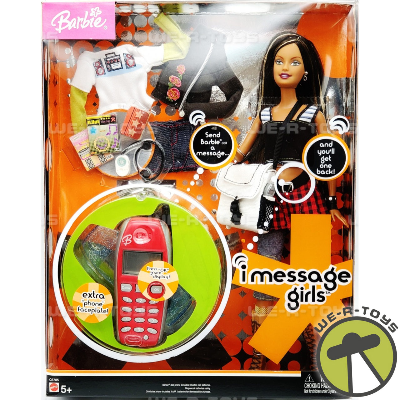 Barbie I Message Girls Barbie Doll & Toy Phone Mattel 2004 #C6785 NEW -  We-R-Toys