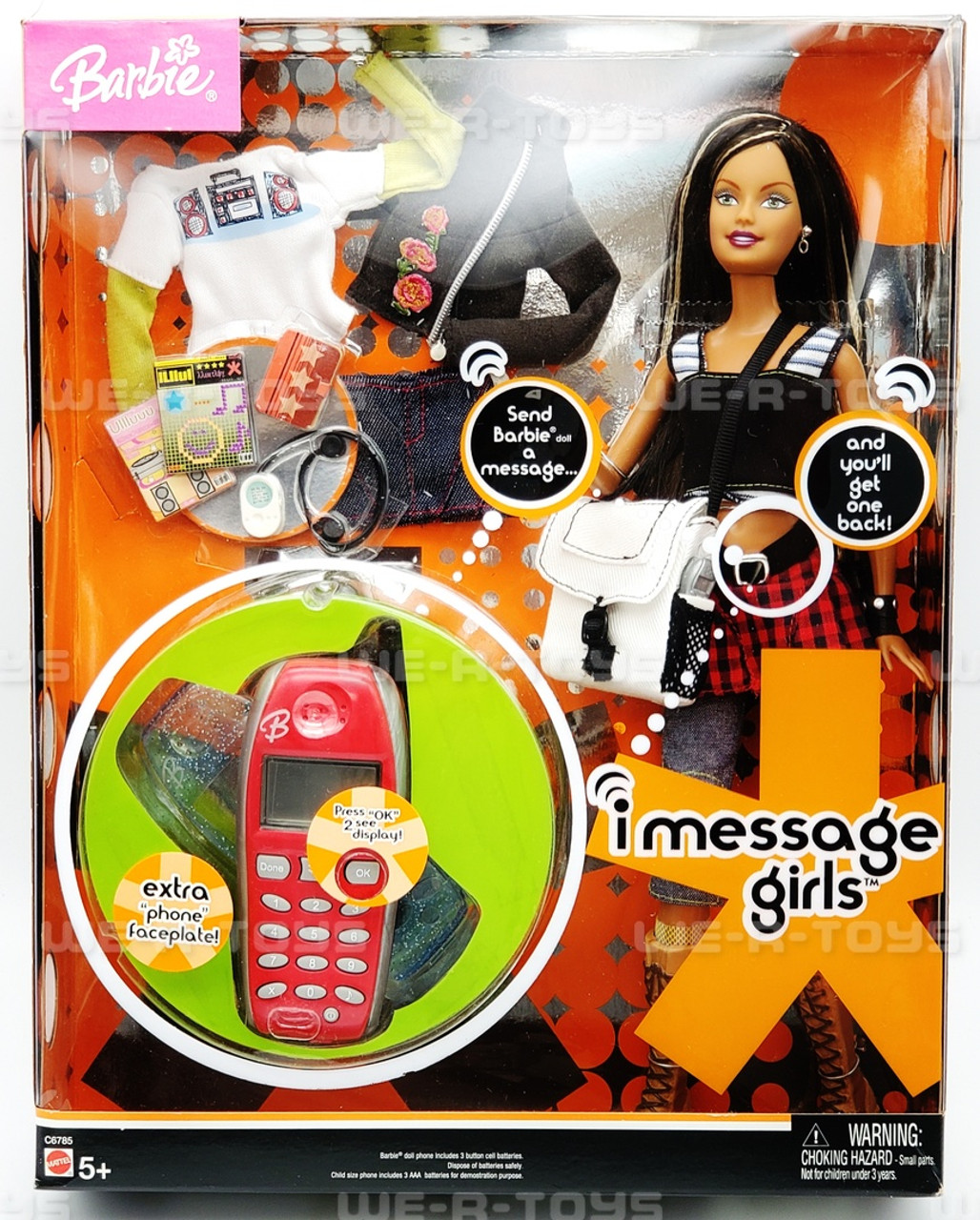 Barbie I Message Girls Barbie Doll & Toy Phone Mattel 2004 #C6785