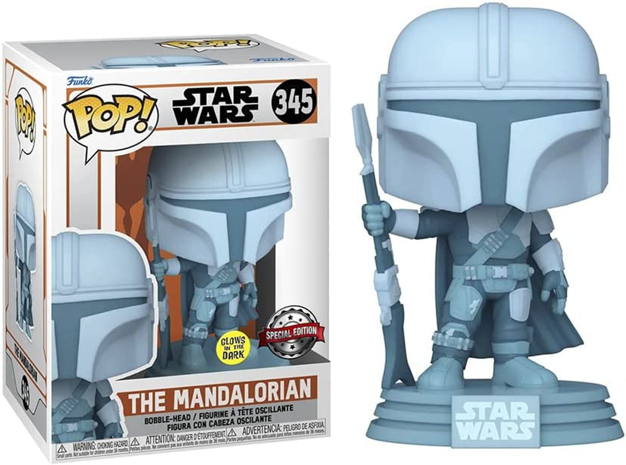 Funko POP Star Wars #345 Glow The Mandalorian Bobble Head Vinyl Figure