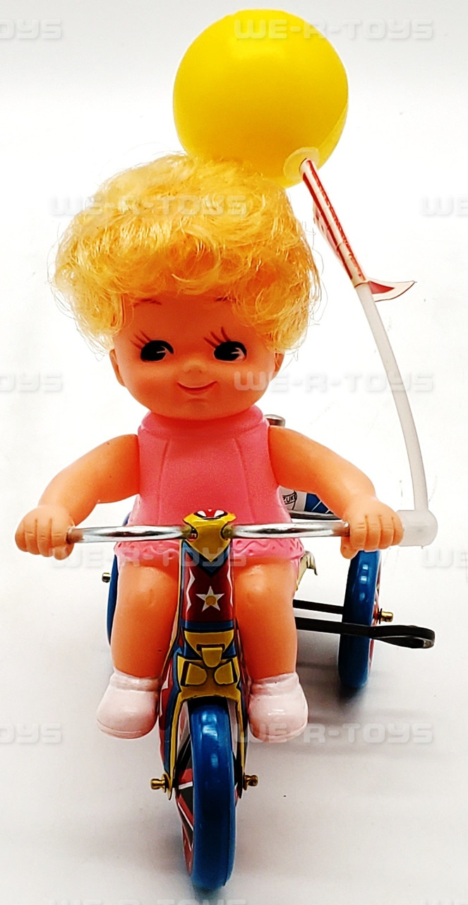 Mechanical Girls Tricycle Tin Windup Toy Vintage Suzuki Made in
