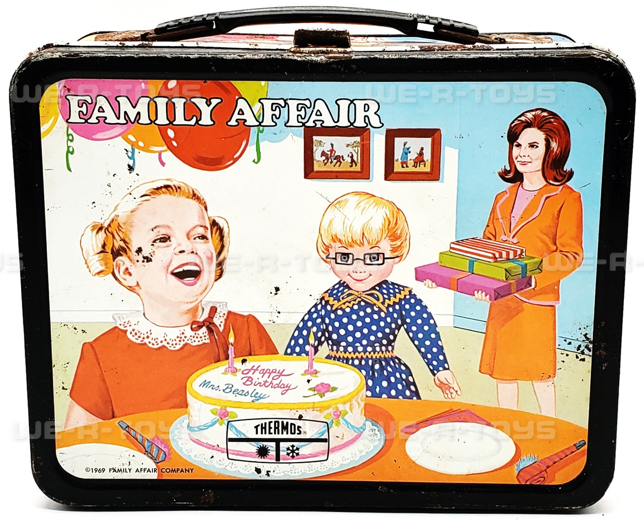 Family Affair Metal Lunch Box Thermos Brand 1969 USED - We-R-Toys