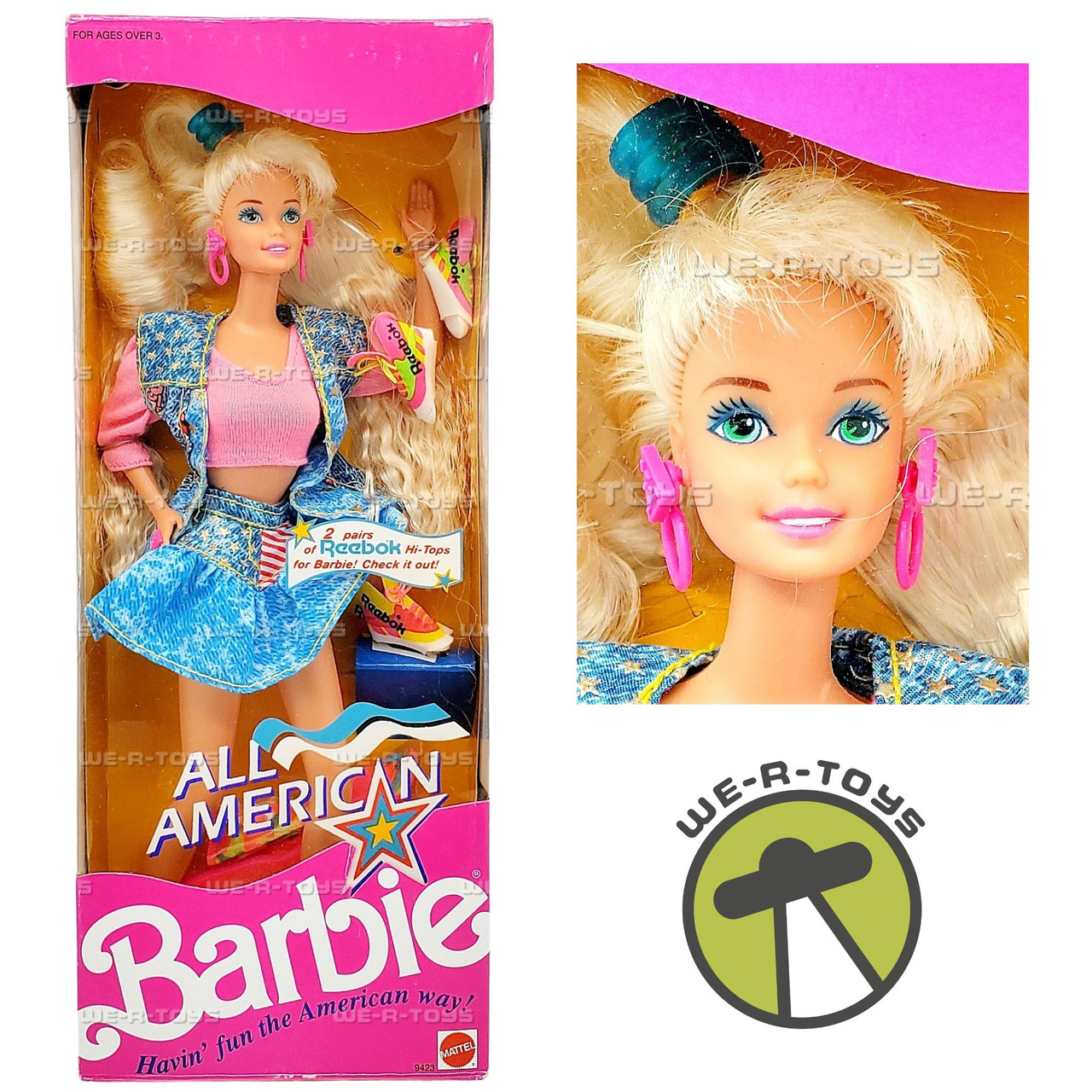 All American Barbie Doll Reebok Edition 1990 Mattel 9423 - We-R-Toys