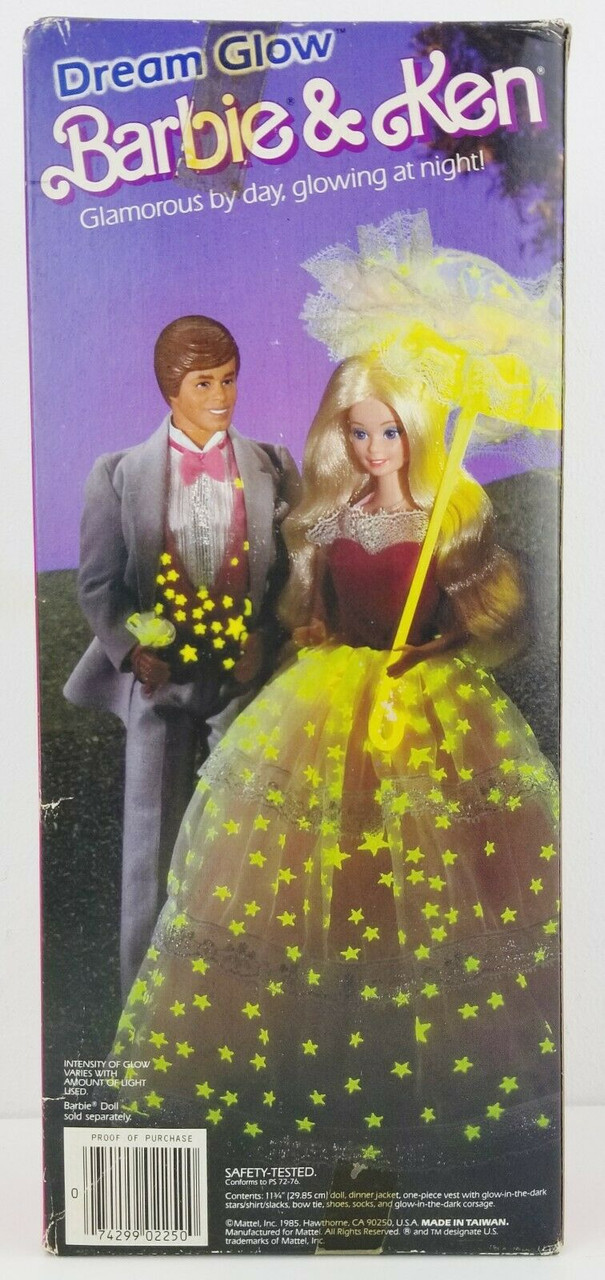 Barbie 1985 Dream Glow Ken Doll Starry Vest & Corsage Glow