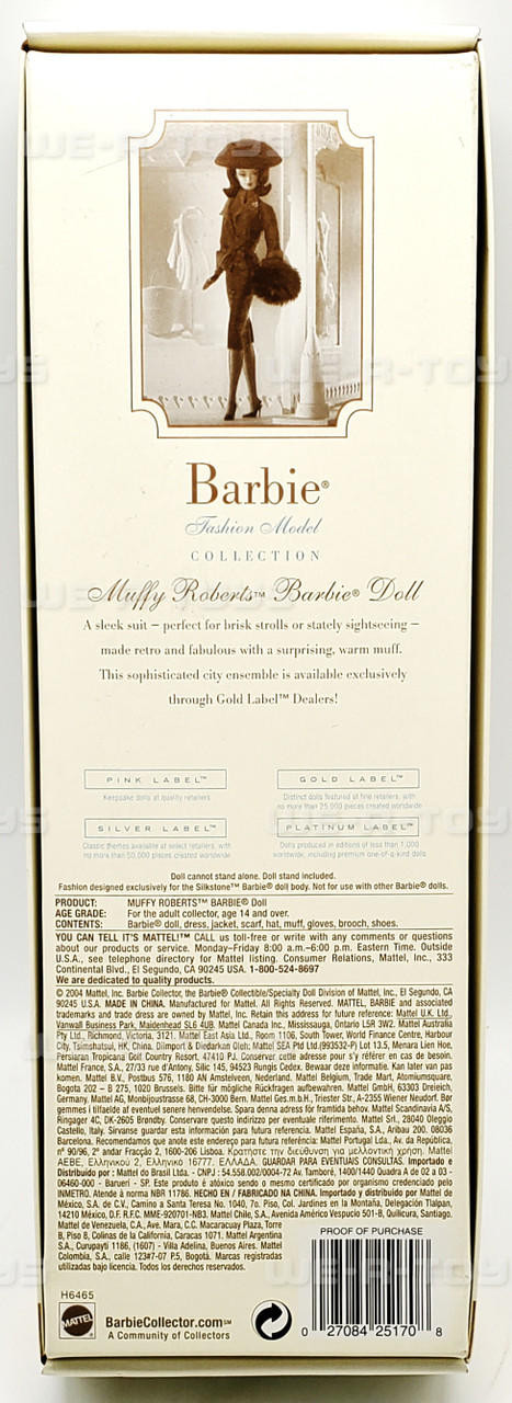 Barbie BFMC Muffy Roberts Genuine Silkstone Doll Robert Best Signature  H6465 NEW