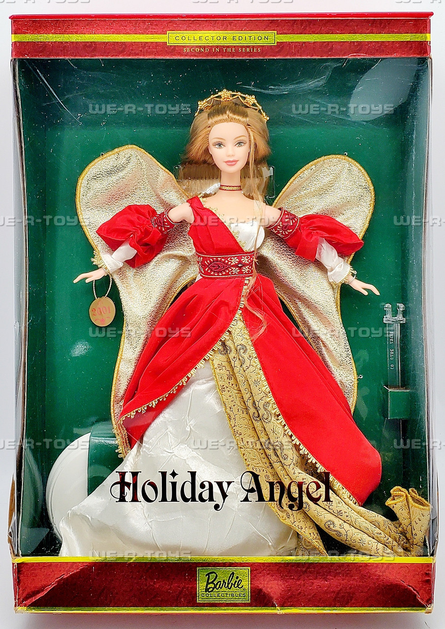 その他 ANGEL CHJMPAGNE Holiday Edition RED Holiday Angel 2 Barbie Doll Red Dress Collector Edition 2000