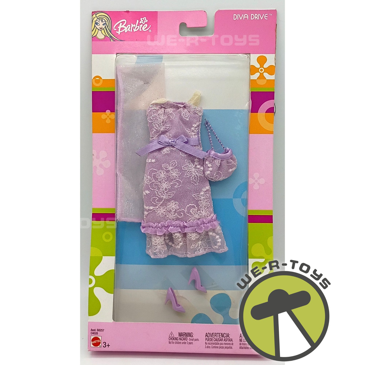 Barbie Diva Drive Fashions Purple Dress 2004 Mattel No. B8257