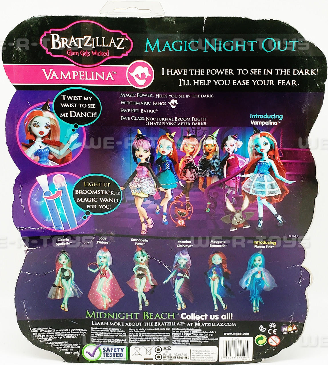Bratzilla Magic Night Out Vampelina Doll With Light Up Broom Stick Wand MGA  NEW - We-R-Toys