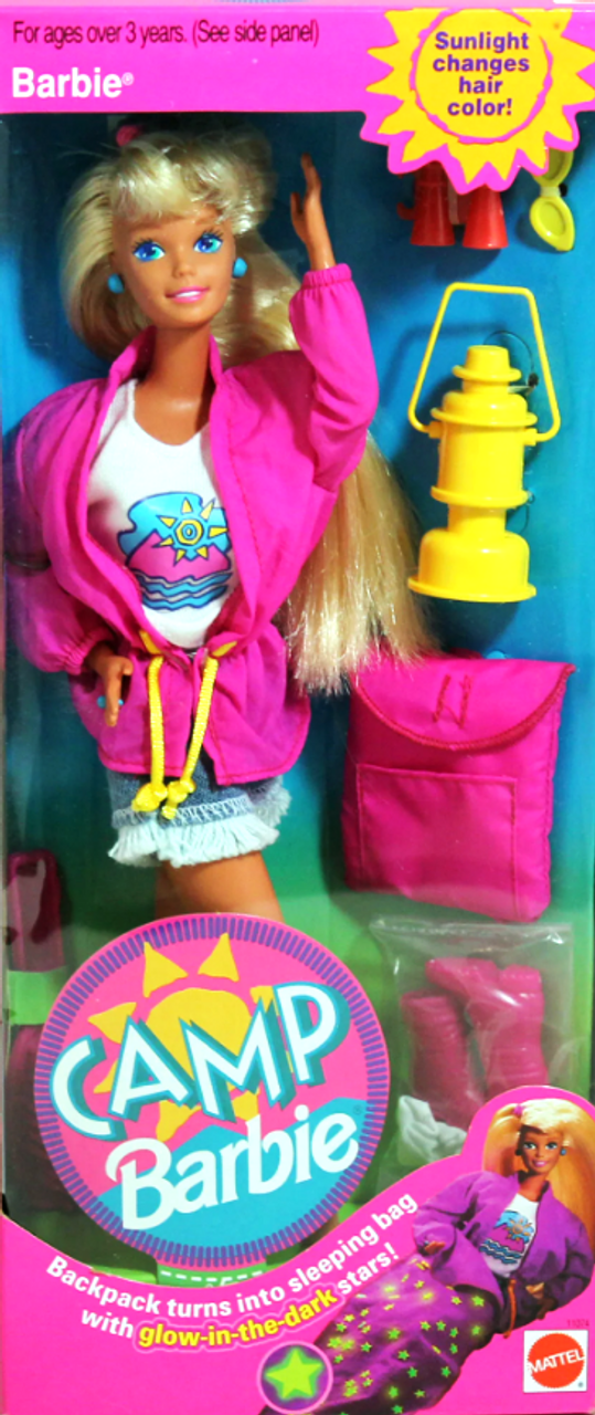Camp Barbie Doll with Sleeping Bag Backpack 1993 Mattel 11074 NRFB