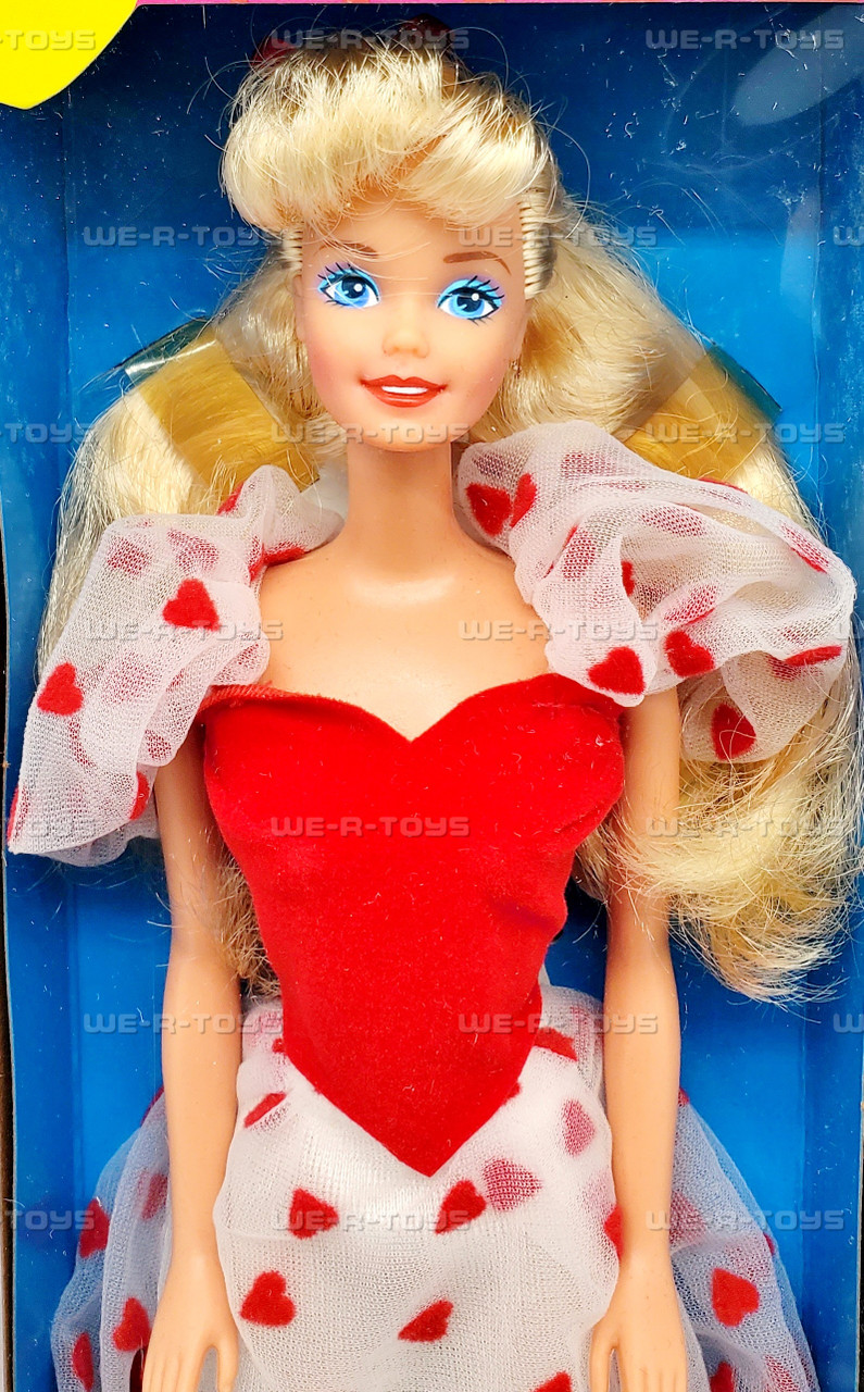barbie with white dress and red hearts 1966 Barbie Doll Valentine Hearts Dress Red White Vintage