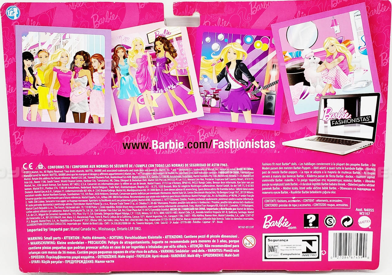 Barbie Fashionistas 3 Outfit Rocker Fashion Set with