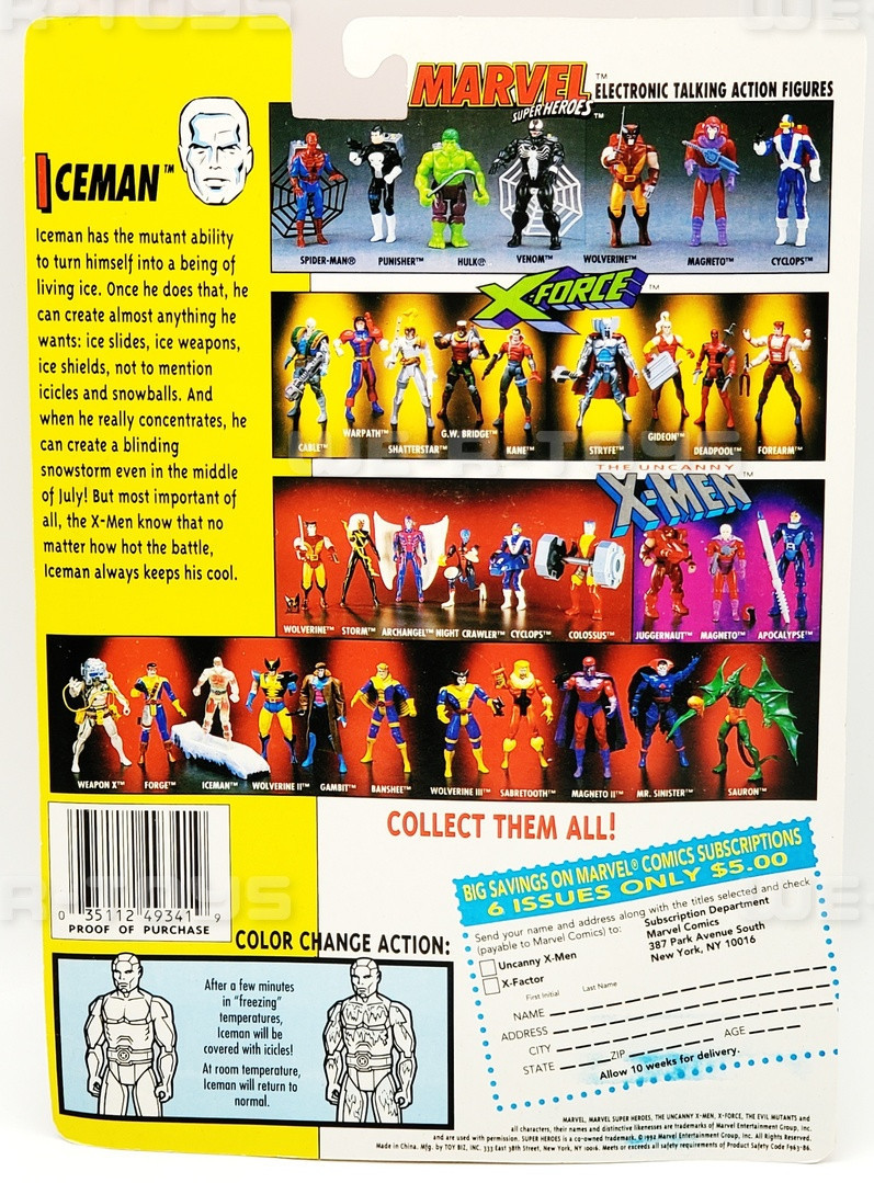 Marvel The Uncanny X-Men Clear Iceman Action Figure 1992 Toy Biz