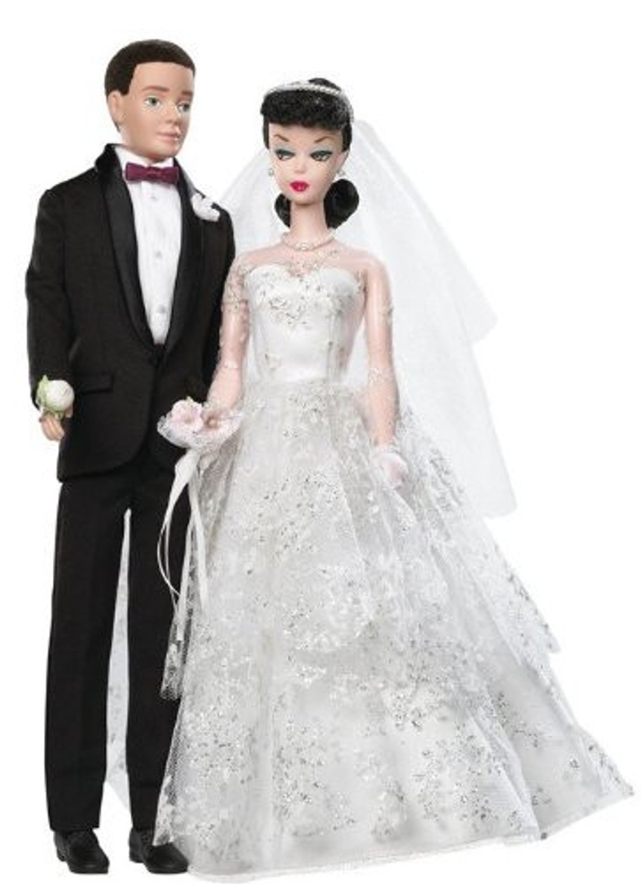 50th Anniversary Wedding Day Barbie and Ken Dolls 2009 Mattel 