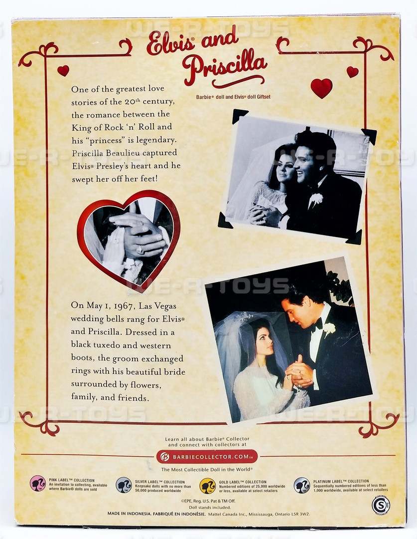 Elvis and Priscilla Barbie Ken Doll Wedding Gift Set 2008 Mattel