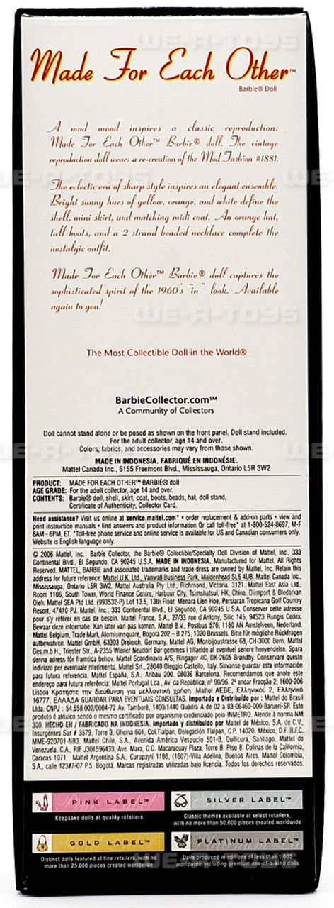 Barbie - MADE FOR EACH OTHER 1969　ファッション　ゴールドラベル Made For Each Other Barbie Doll Gold Label 1969 Reproduction
