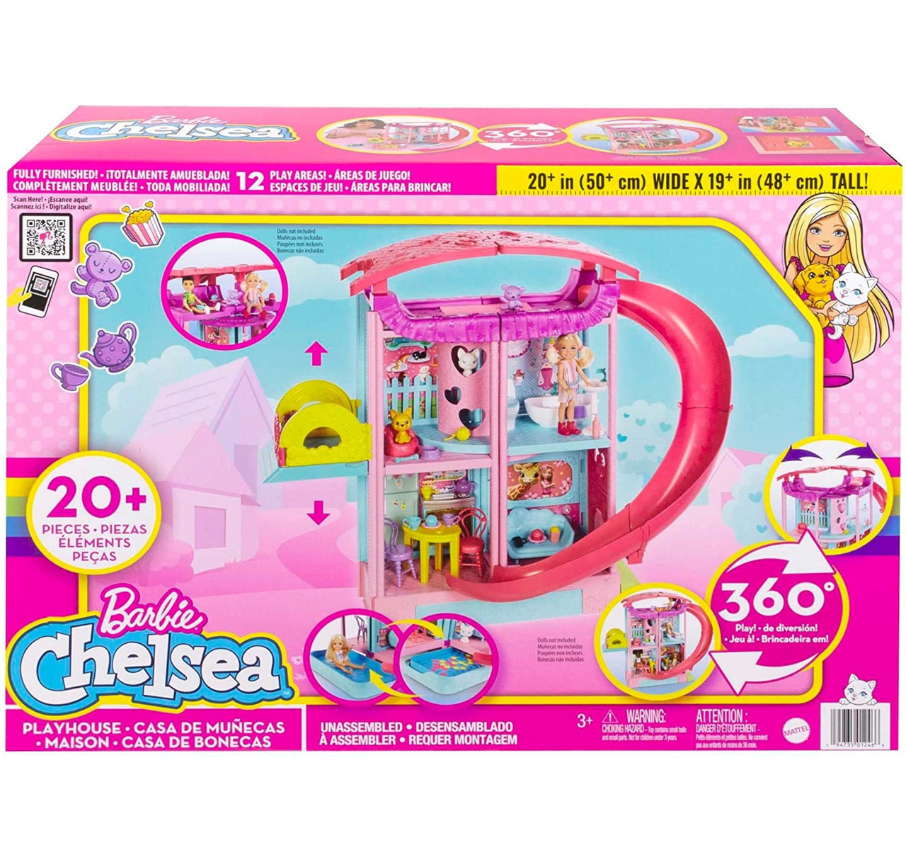 Barbie Doll House, Chelsea Playhouse with Pets, Furniture and