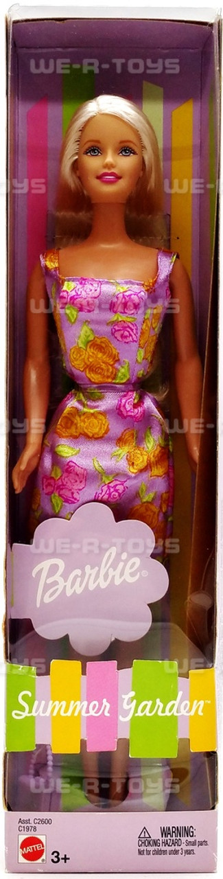 Barbie Summer Garden Doll in Orange and Pink Flowered Dress 2002