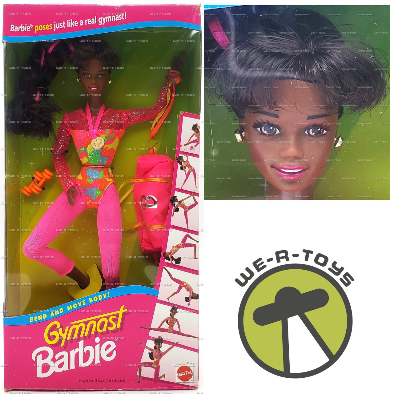 Gymnast Bend & Move Barbie Doll African American 1994 Mattel