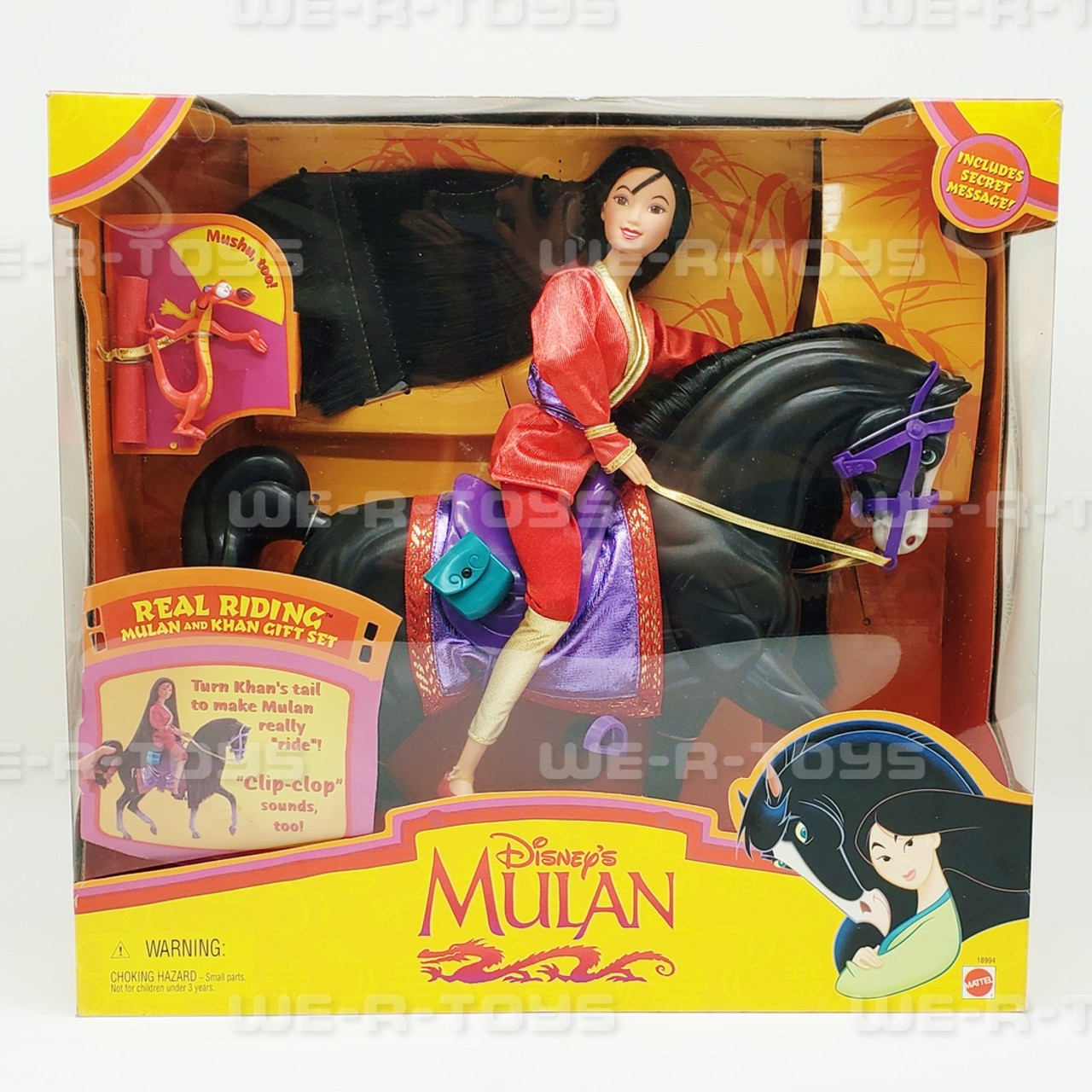 Disney's Mulan Doll Real Riding Mulan & Khan Gift Set w/ Mushu Mattel No.  18994