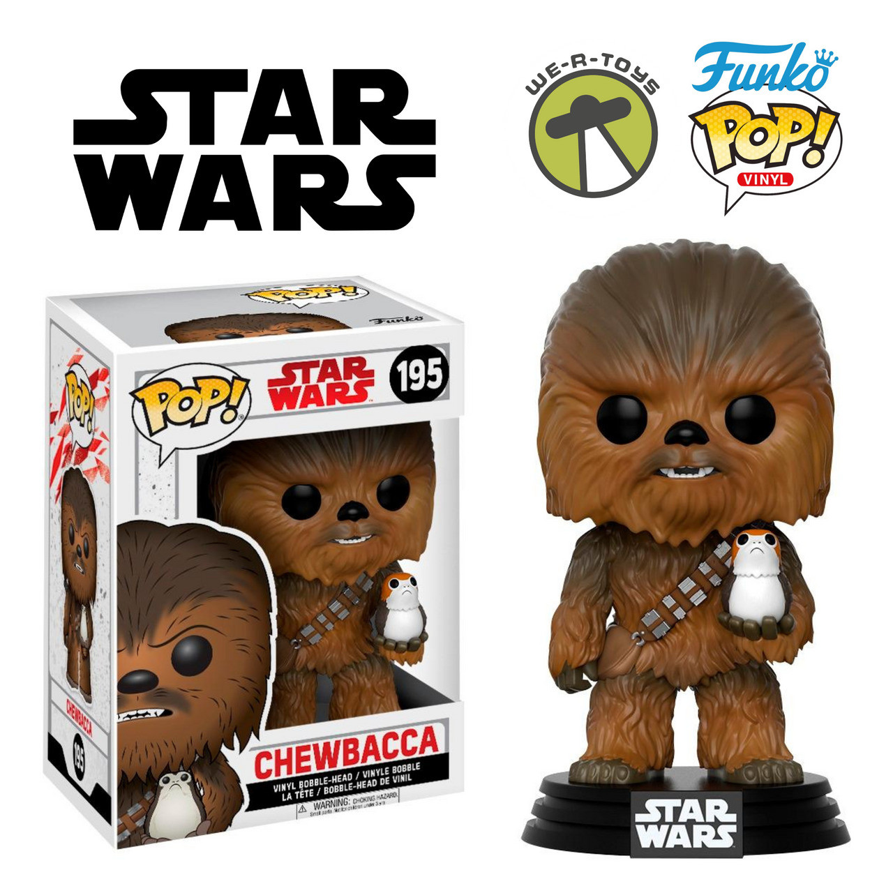 Funko Pop! Star Wars 195 The Last Jedi Chewbacca & Porg Vinyl Bobble-Head  Figure