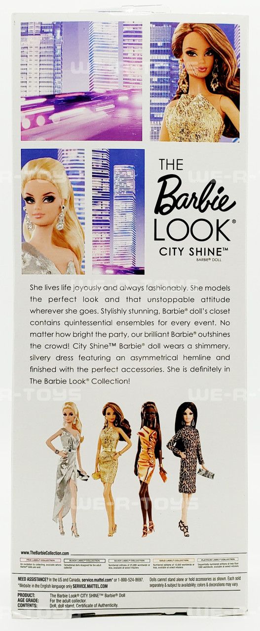 The Barbie Look City Shine Silver Dress Black Label Doll