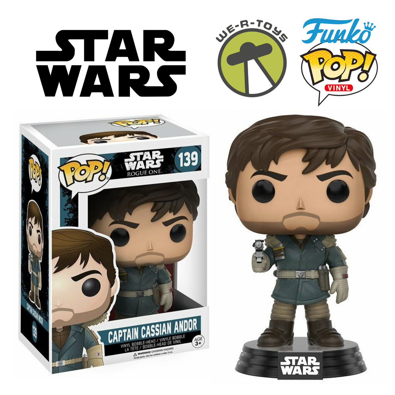 Funko Pop! Star Wars 139 Rogue One Captain Cassian Andor Vinyl Bobblehead  Figure