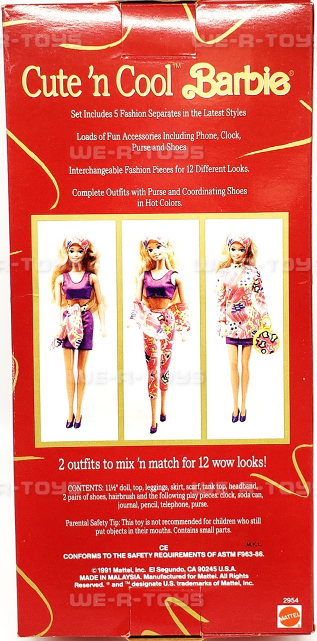 Barbie Cute'n Cool Doll with Mix'n Match Clothes 1991 Mattel