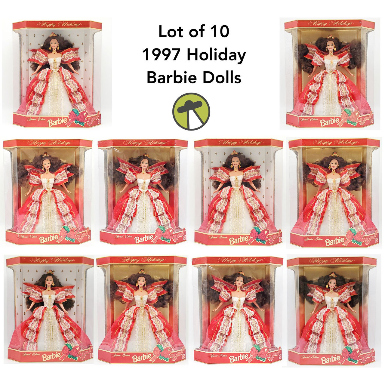 Lot of 10 1997 Happy Holidays Special Edition Barbie Doll Mattel